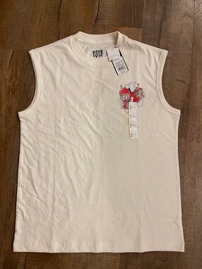 Original Use Cream Graphic Tee with Red Accent
